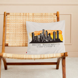 Coussin Vue panoramique de Boston Latitude et Longitude 
