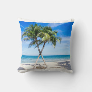 Coussin Vue sur la mer avec palmiers sur la plage
