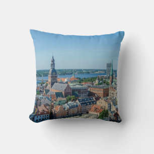 Coussin Vue sur le centre ville de Riga d'en haut