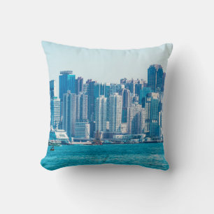 Coussin Vue sur le port de Hong Kong de jour. asie, asie,