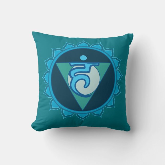 Coussin Vushuddha ou poushion bleu Chakra Throat (Recto)