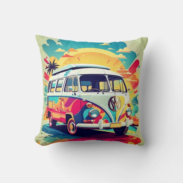 Coussin VW Van Throw Pillow (Recto)