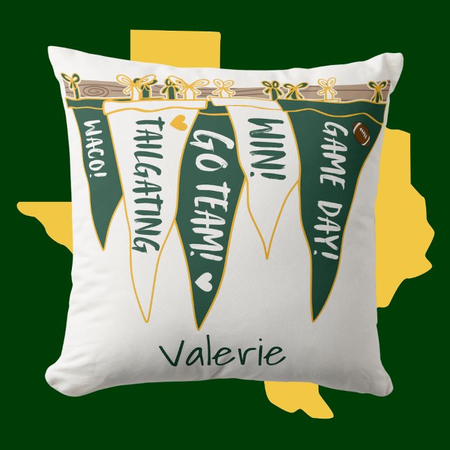 Coussin Waco Dorm Decor Vert et Or Nom (Créateur téléchargé)