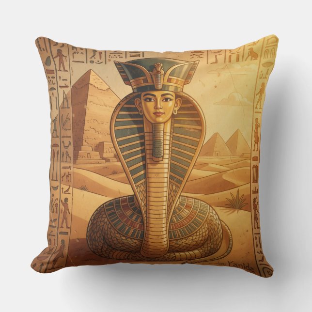 Coussin Wadjet – Déesse serpent égyptienne (Recto)