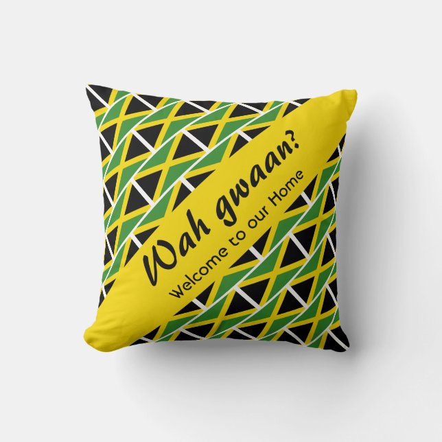 Coussin WAH GWAAN ? Jamaïque Patois Bienvenue (Recto)