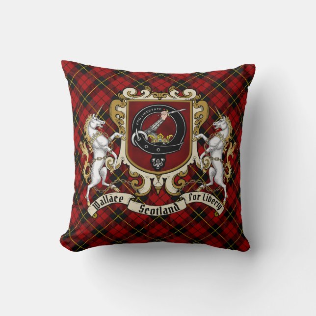 Coussin Wallace Clan Badge & Tartan (Recto)