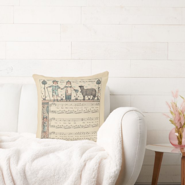 Coussin Walter Crane Baa Baa Mouton Noir Comptine (Canapé)