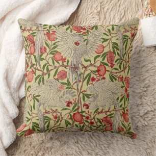 Coussin Walter Crane Cacatoès à tête blanche Grenade rouge