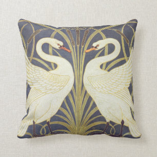 Coussin Walter Crane Swan, Rush Et Iris Art Nouveau