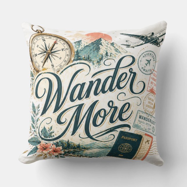 Coussin Wander More Mug - Travel Adventure Wanderlust  (Recto)