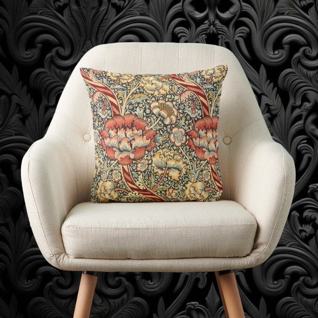 Coussin Wandle par William Morris, textile ancien Beaux-Ar (Wandle by William Morris, Vintage Textile Fine Art Throw Pillow)