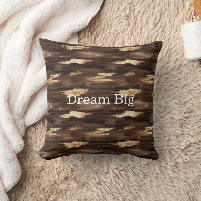 Coussin Warm Brown Gold Abstract Streaks (Couverture)