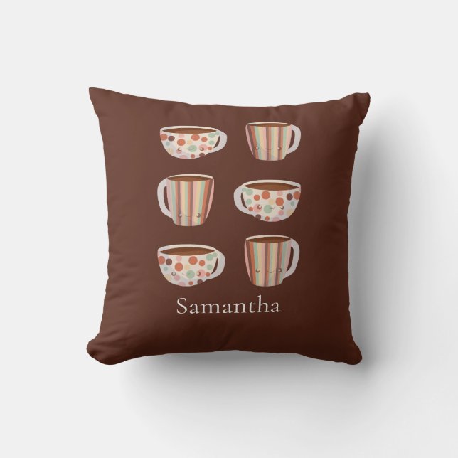 Coussin Warm Circle Pattern On Cups Of Coffee (Recto)