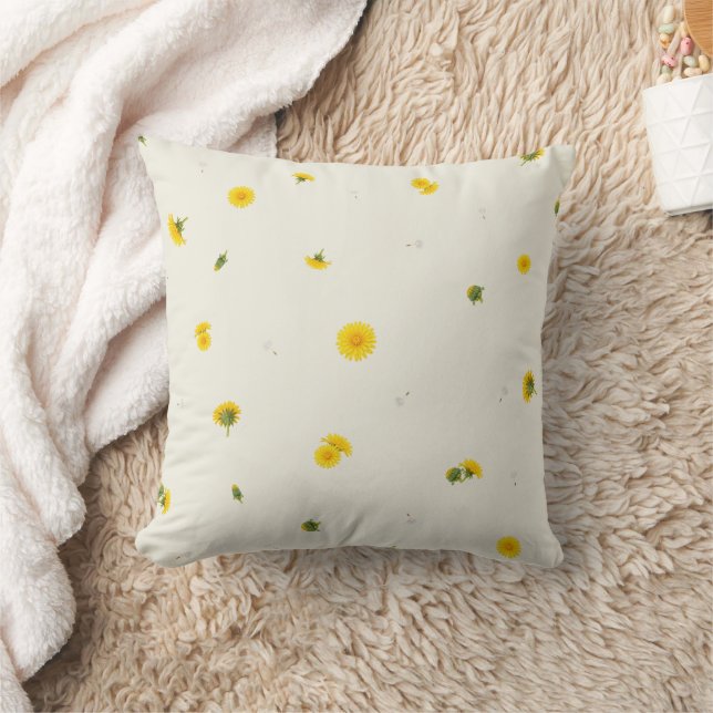 Coussin Warm Ivory Japanese Dandelion Floral Pattern (Couverture)