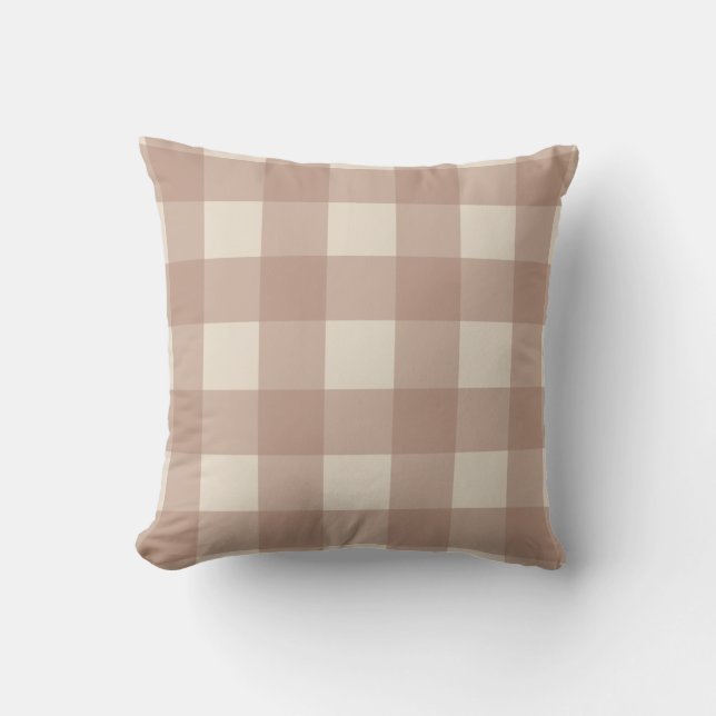 Coussin Warm Neutral Gingham Pillow  (Recto)