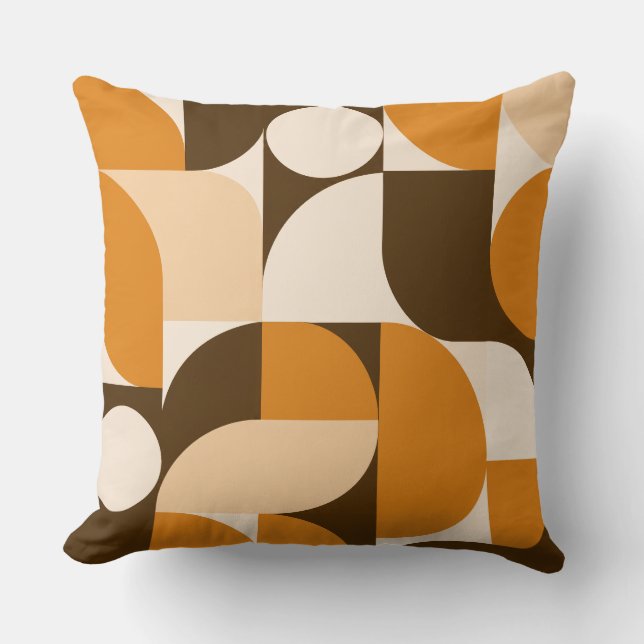 Coussin Warm Orange Geometric Composition (Recto)