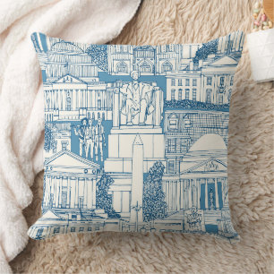 Coussin Washington DC toile bleue