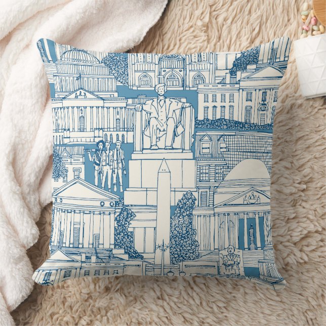 Coussin Washington DC toile bleue (Couverture)