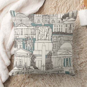 Coussin Washington DC toile genévrier