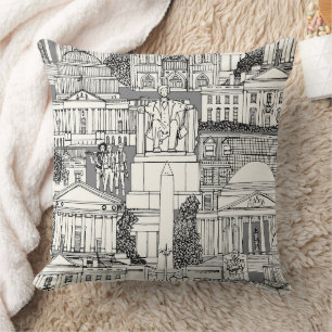 Coussin Washington DC toile gris
