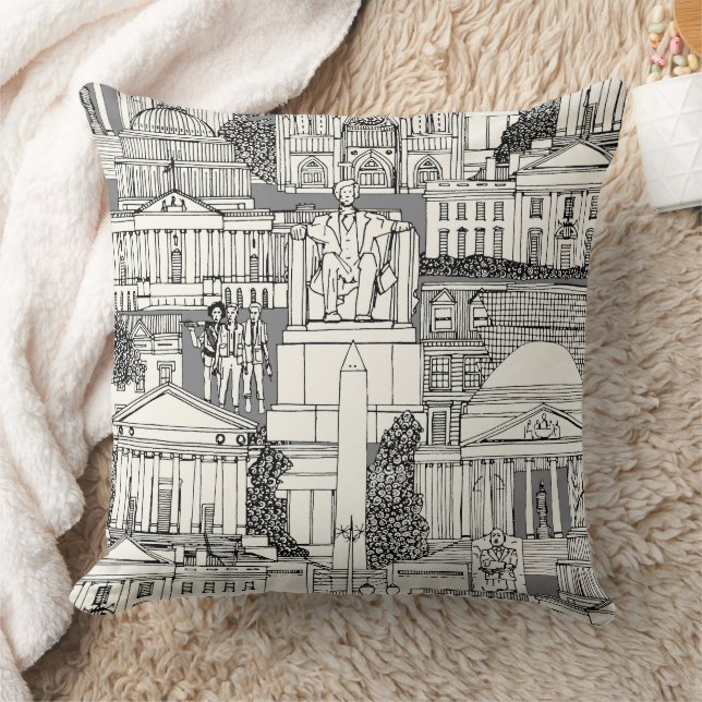 Coussin Washington DC toile gris (Couverture)