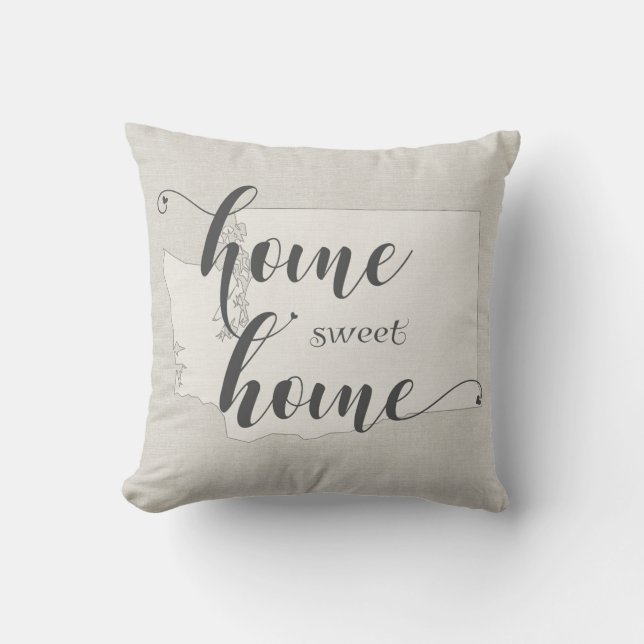 Coussin Washington - Home Sweet Home burlap look (Recto)