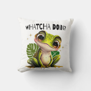 Coussin Watcha Do ? Funny Curious Frog