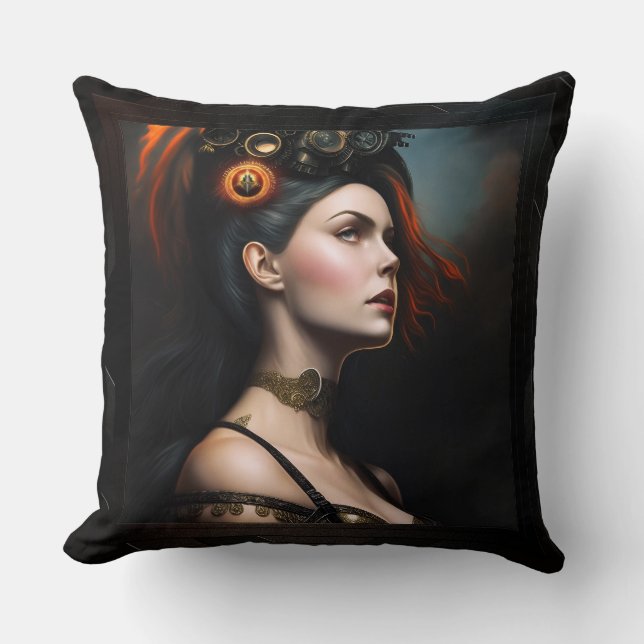 Coussin Watcher Of The Storm Steampunk Beauté par Xzendor7 (Recto)