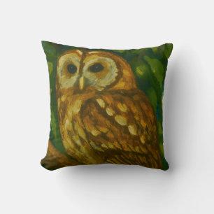 Coussin Watcher Woodland - Art Réaliste de Chouette