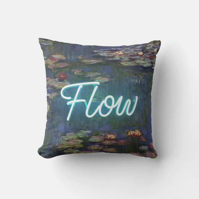 Coussin Water Lilies Remix – Neon “FLOW” Wall Art & Gifts (Recto)