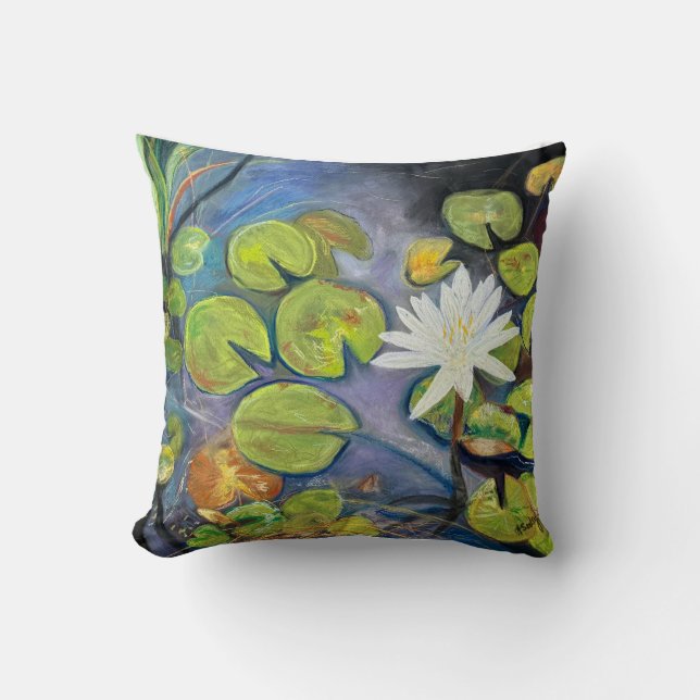 Coussin Water Lily in Bloom Throw Pillow (Recto)