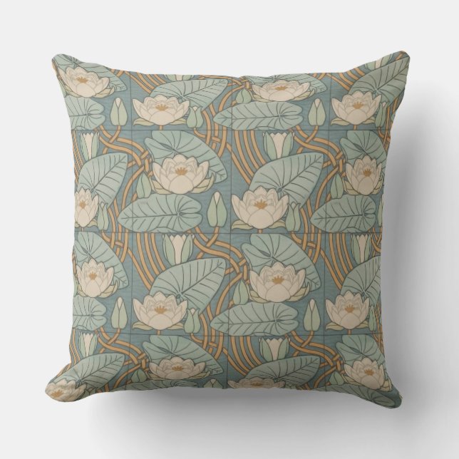 Coussin Water Lys Lily Art Nouveau Nature (Recto)