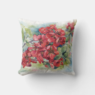 Coussin Watercolor apple quince flower flowers tree weddin