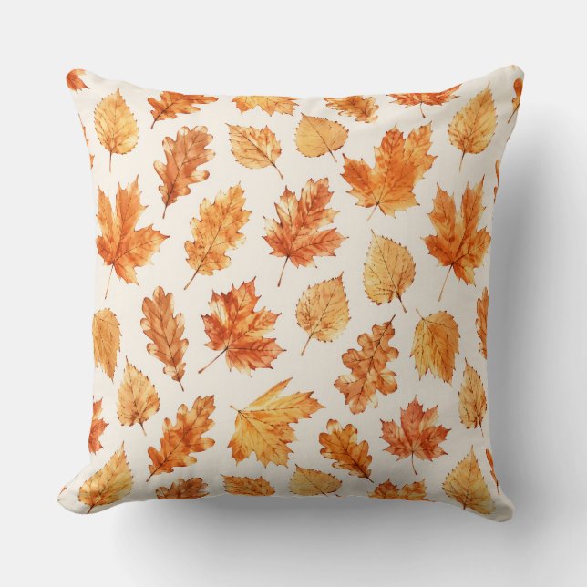 Coussin Watercolor Autumn Leaves Pillow (Recto)