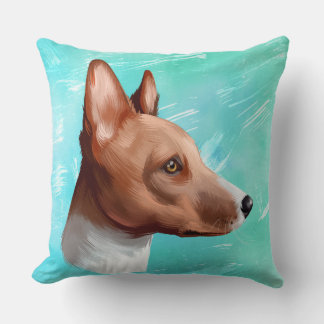 COUSSIN WATERCOLOR BASENJI CHIEN FACE