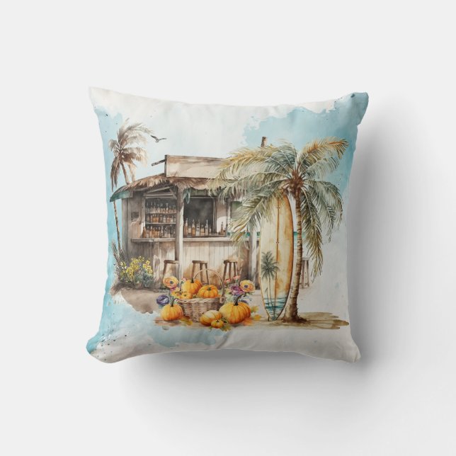 Coussin Watercolor Beach Thanksgiving (Recto)