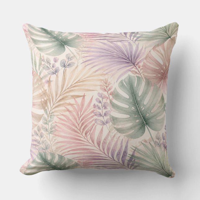 Coussin Watercolor Botanical Leaves Pillow (Recto)