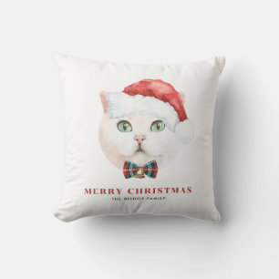 Coussin Watercolor British Shorthair Cat Joyeux Noël