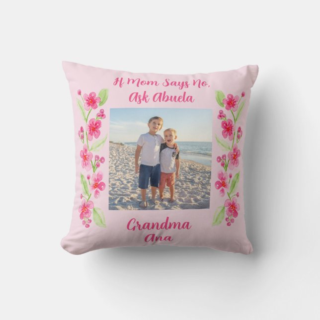 Coussin Watercolor Cherry Blossom NONNA Photo PERSONALIZE (Recto)