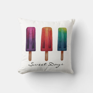 Coussin Watercolor Cute Popsicle Glaces Creams