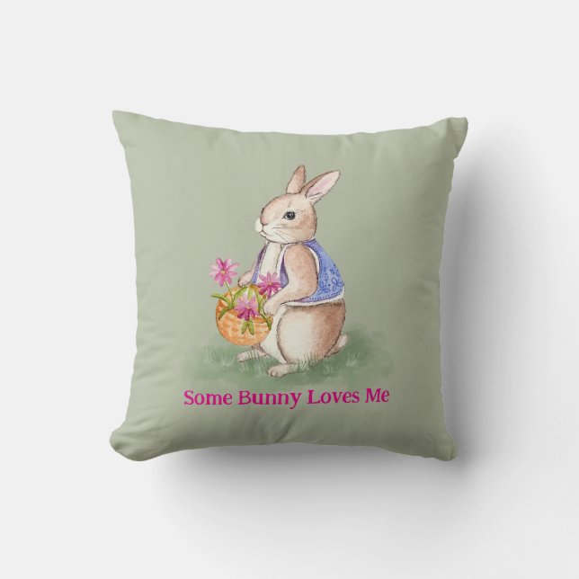 Coussin Watercolor Easter Bunny (Recto)