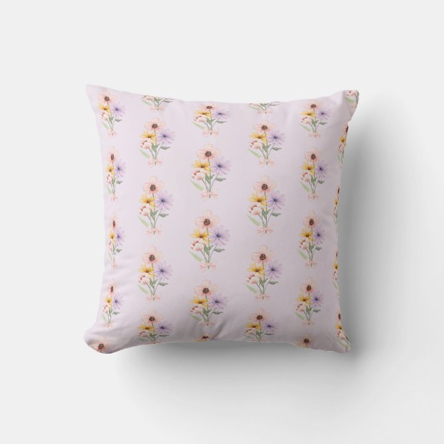 Coussin Watercolor floral bouquet girly preppy (Recto)