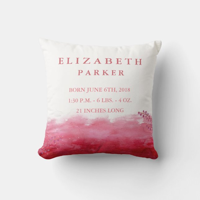 Coussin Watercolor Floral Garden Baby Stats (Recto)