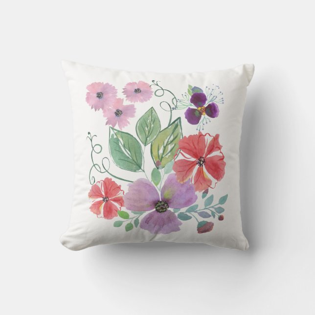 Coussin Watercolor flowers (Recto)