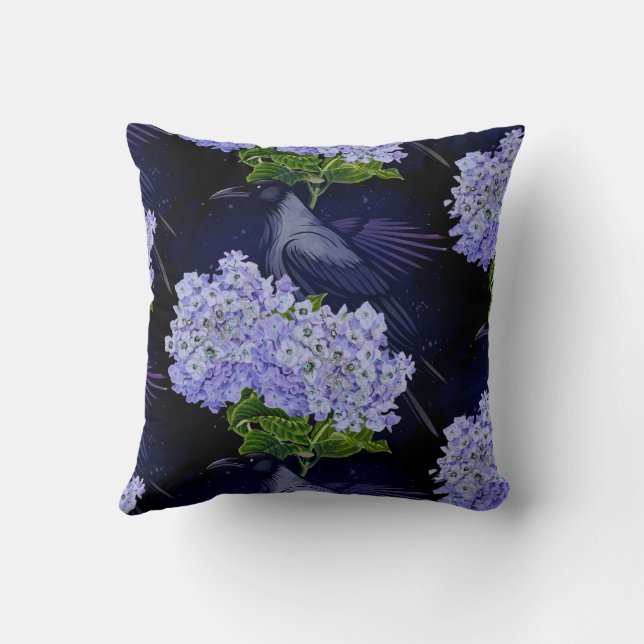 Coussin Watercolor Flowers Floral Raven Botanicals (Verso)