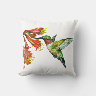 Coussin Watercolor Hummingbird