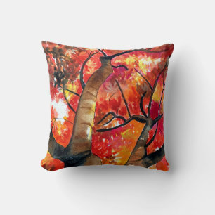 Coussin Watercolor Japonais maple tree