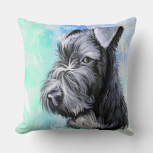 COUSSIN WATERCOLOR KERRY BLUE TERRIER CHIEN FACE