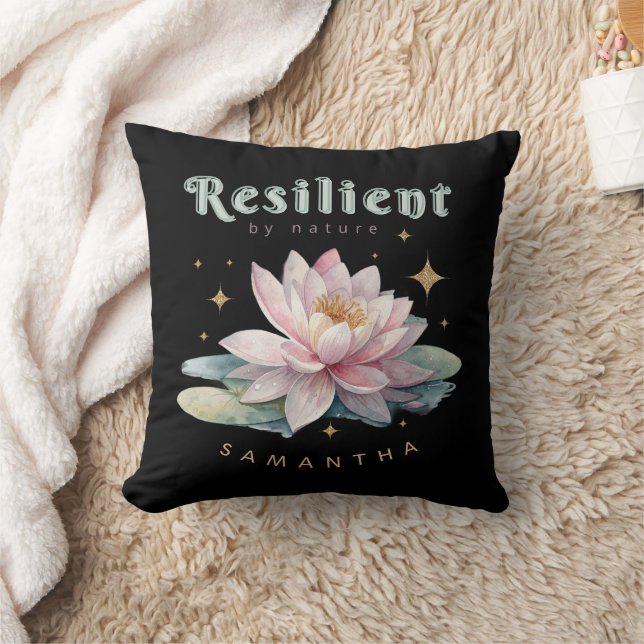 Coussin watercolor lotus flower motivational personalized (Couverture)