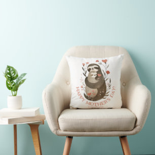 Coussin Watercolor Mama Sloth & Her Baby Happy Mother's Da